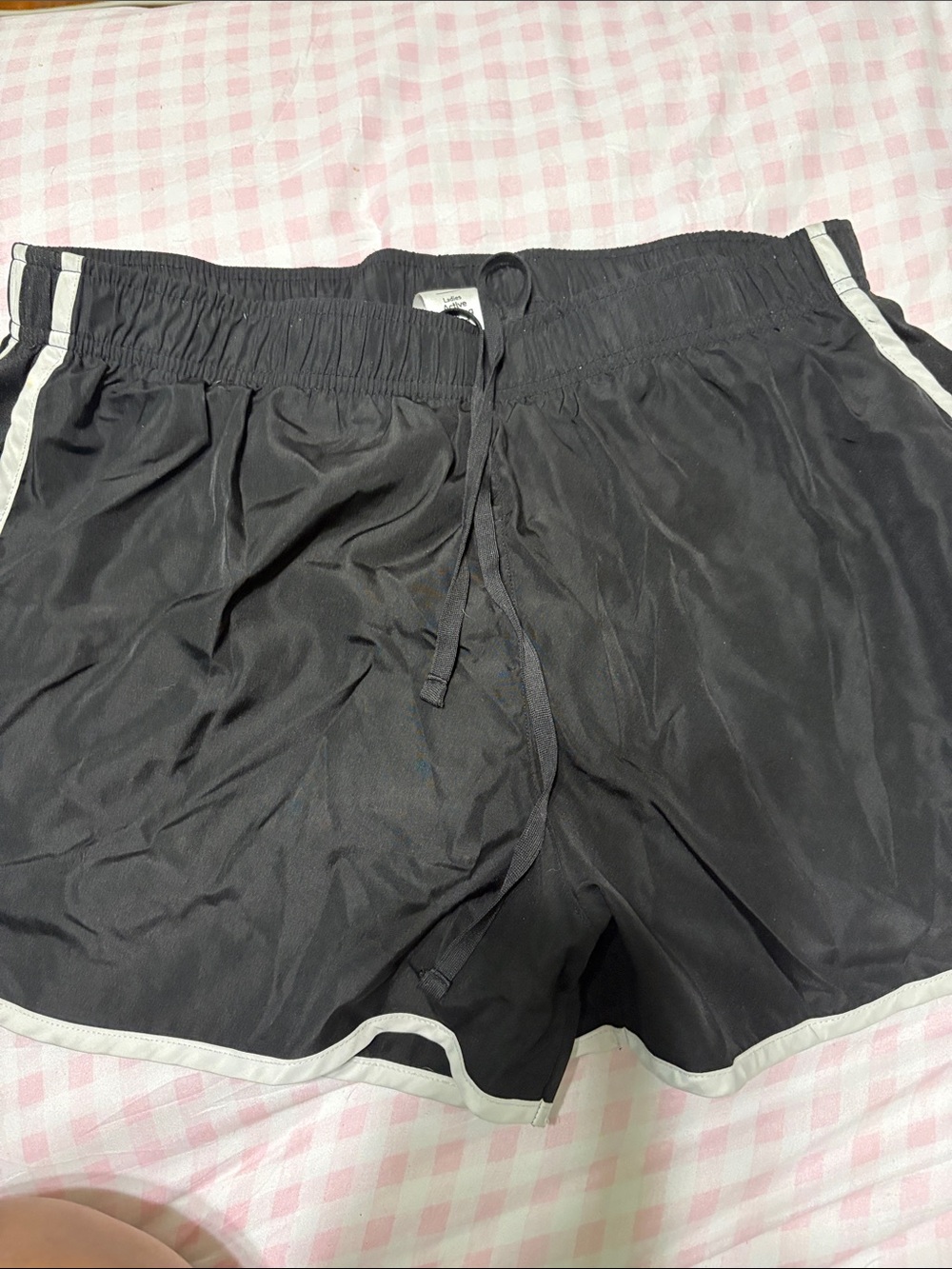 mark. Black Athletic Shorts with White Trim
